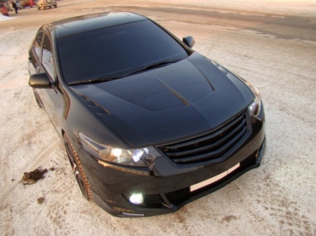 Стеклопл.Капот пластиковый "Agressive Air " Honda Accord VIII 2008-2012 Var №3 (с прорезанным центральным и боковыми воздуховодами)